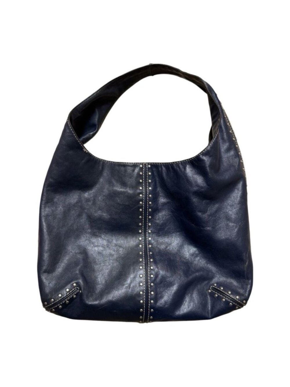 Michael Kors Navy Blue Leather Studded Hobo Shoulder Bag Large Slouchy Purse